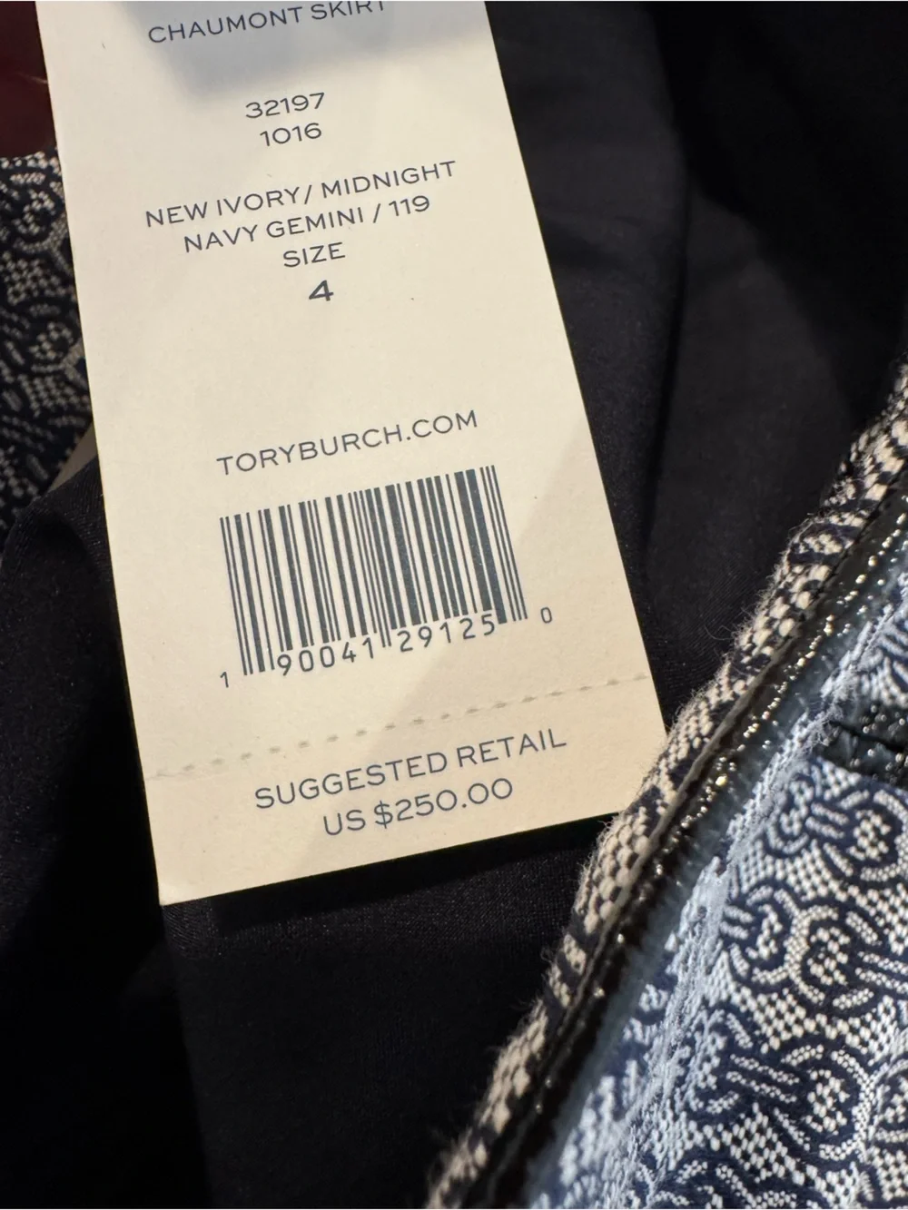 Textured Navy and White Pencil Skirt Tori Burch Size 4